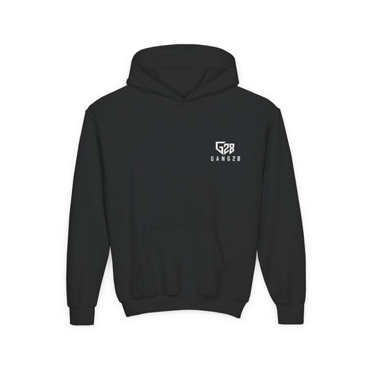 Youth Hoodie with Minimal "GANG20" Logo – Black Kids Pullover