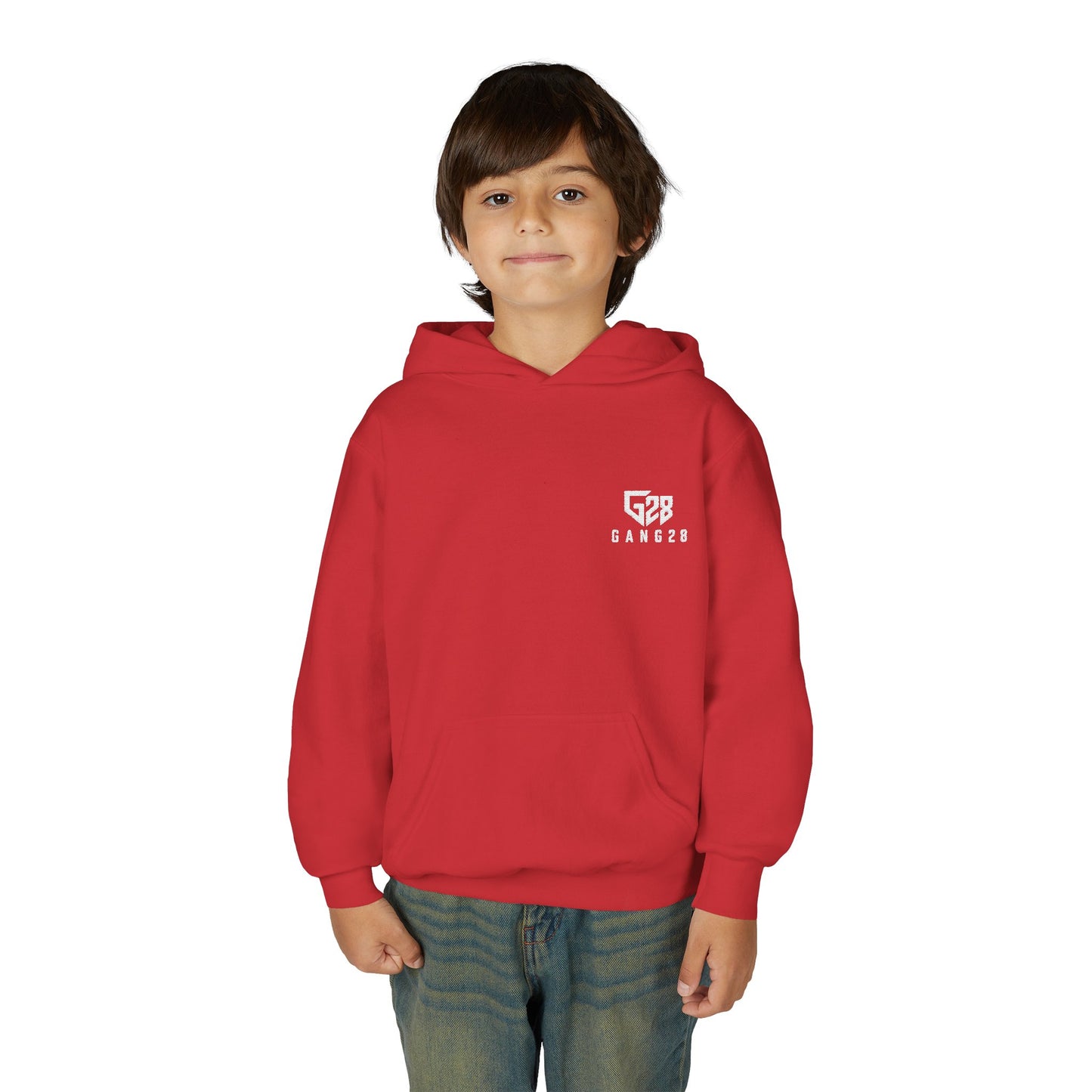 Youth Hoodie with Minimal "GANG20" Logo – Black Kids Pullover